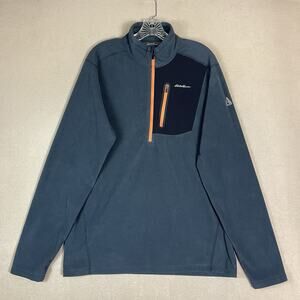 Eddie Bauer First Ascent Pullover Mens TL‎ Blue 1/4 Zip Fleece Mock Neck